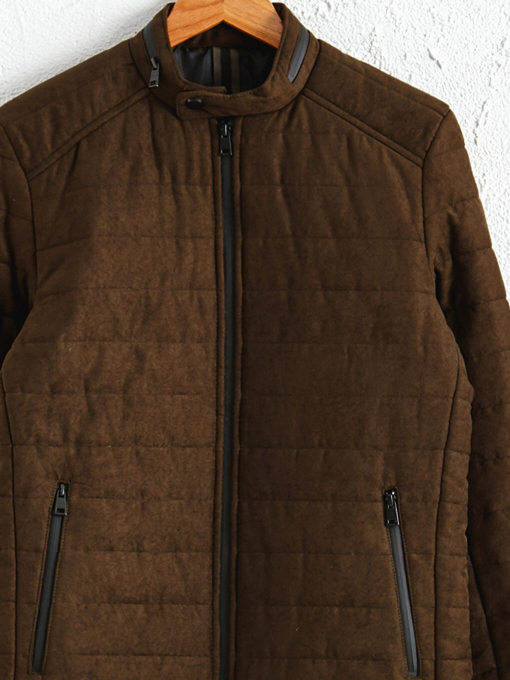 Haki Slim Fit Süet Erkek Mont-2