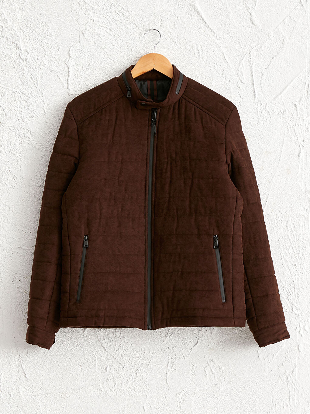 Kahverengi Slim Fit Süet Erkek Mont