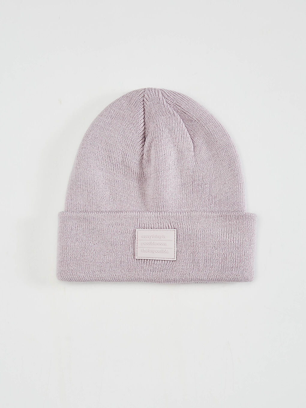 Lila Kadın Etiket Baskılı Triko Bere-4