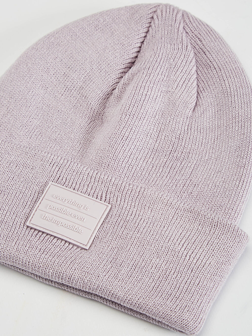 Lila Kadın Etiket Baskılı Triko Bere-5