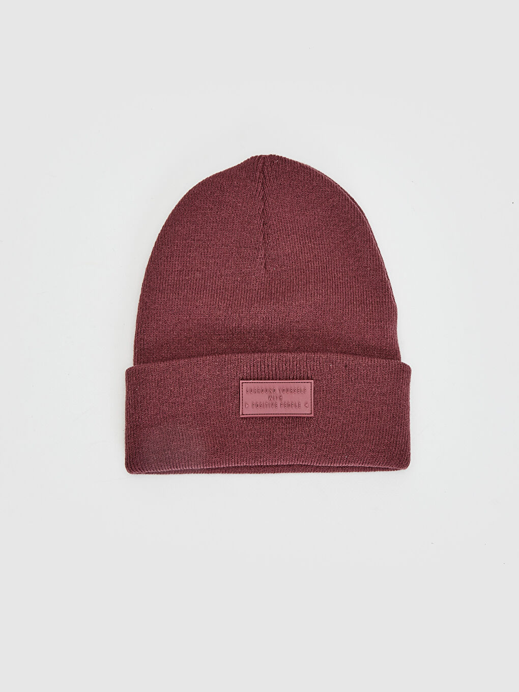 Mürdüm Erkek Etiket Baskılı Triko Bere-2