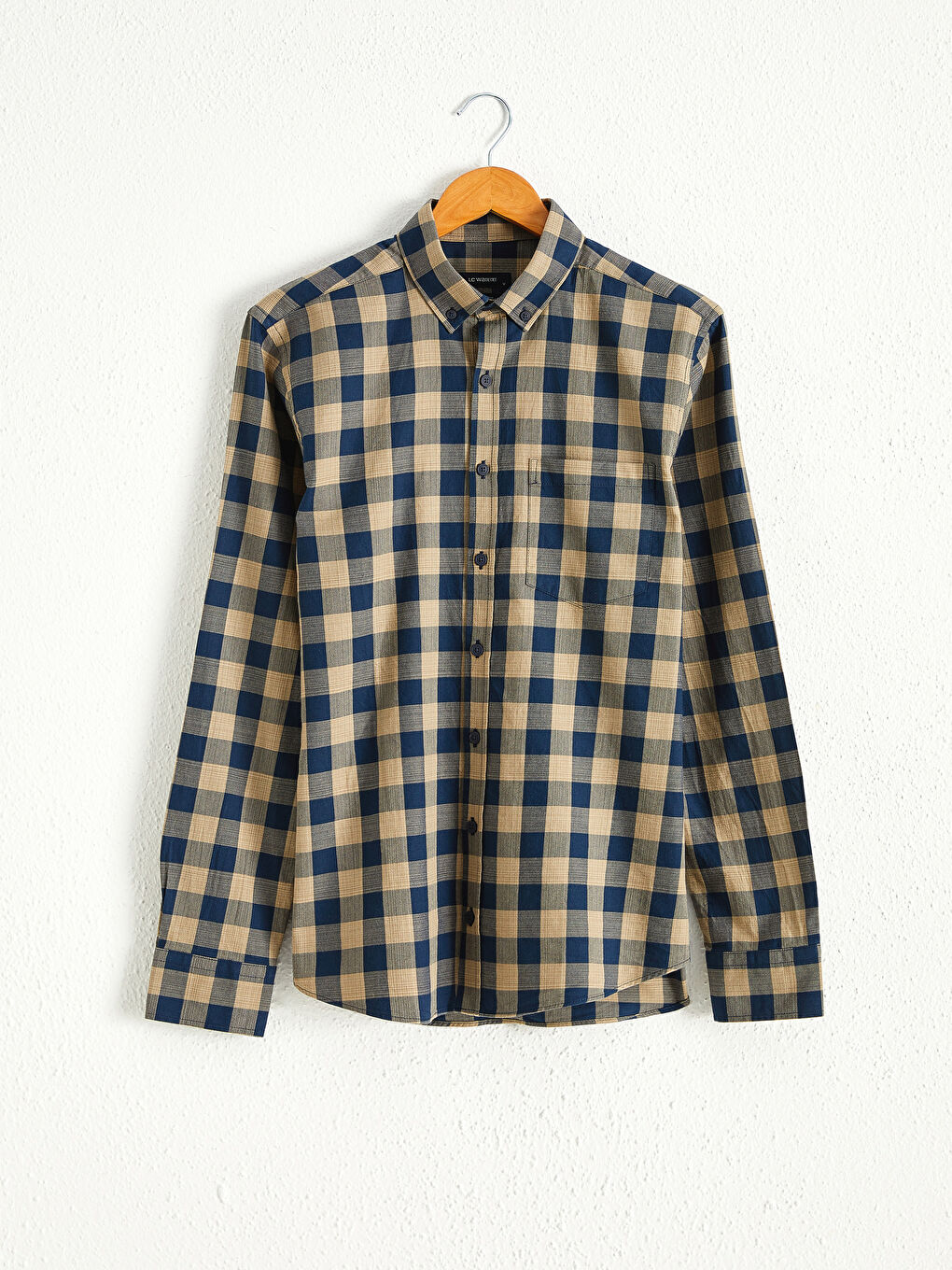 Chemise Gabardine Écossais Manches Longues Coupe Régulière