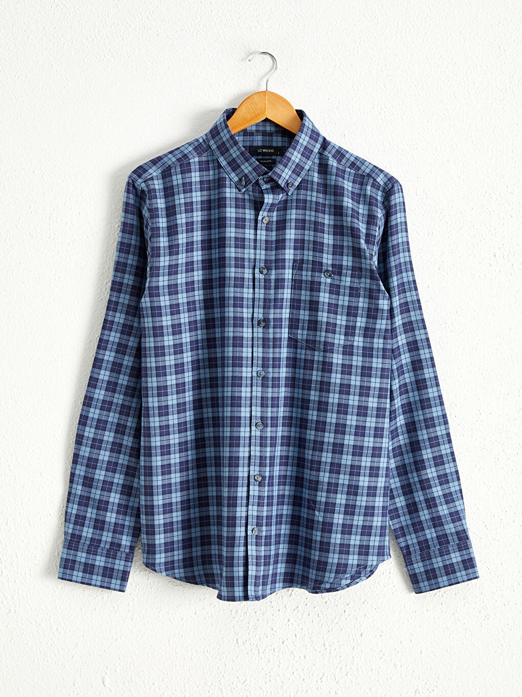 Chemise Gabardine Écossais Manches Longues Coupe Régulière