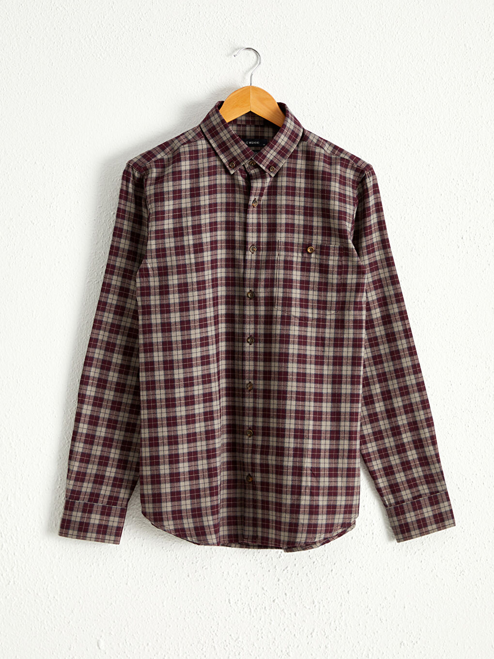 Chemise Gabardine Écossais Manches Longues Coupe Régulière