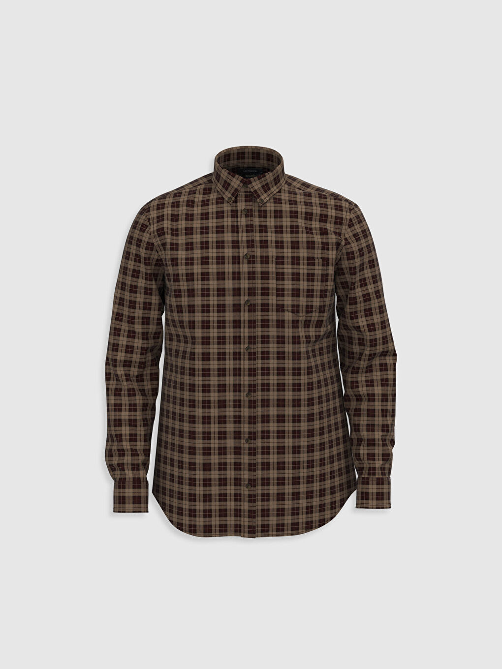 Chemise Gabardine Écossais Manches Longues Coupe Régulière-1