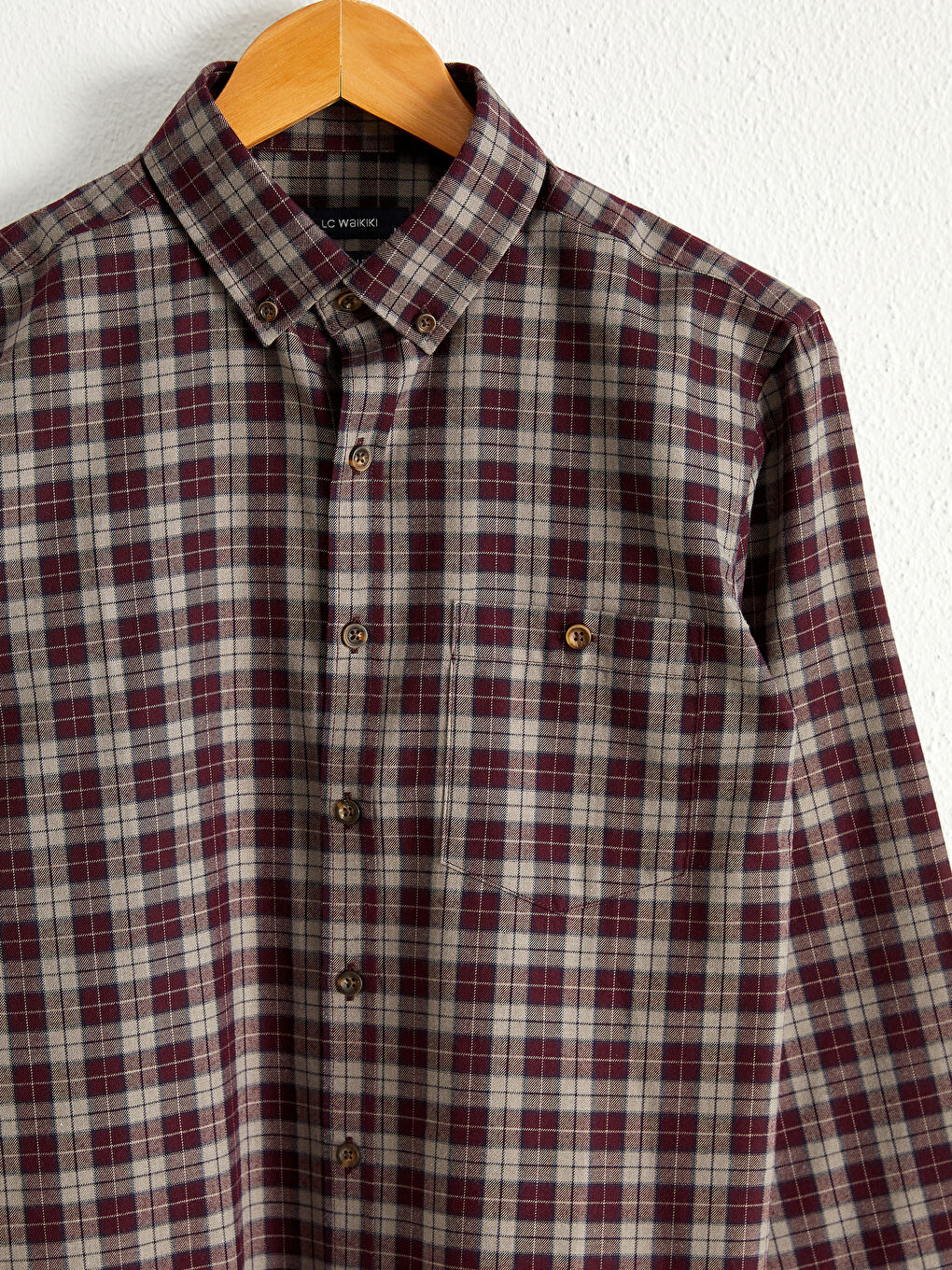 Chemise Gabardine Écossais Manches Longues Coupe Régulière-4