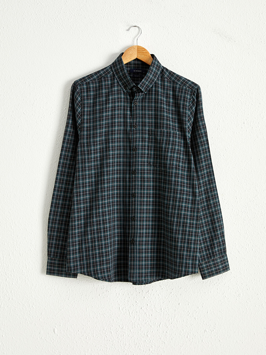 Regular Fit Long Sleeve Chequered Gabardine Shirt
