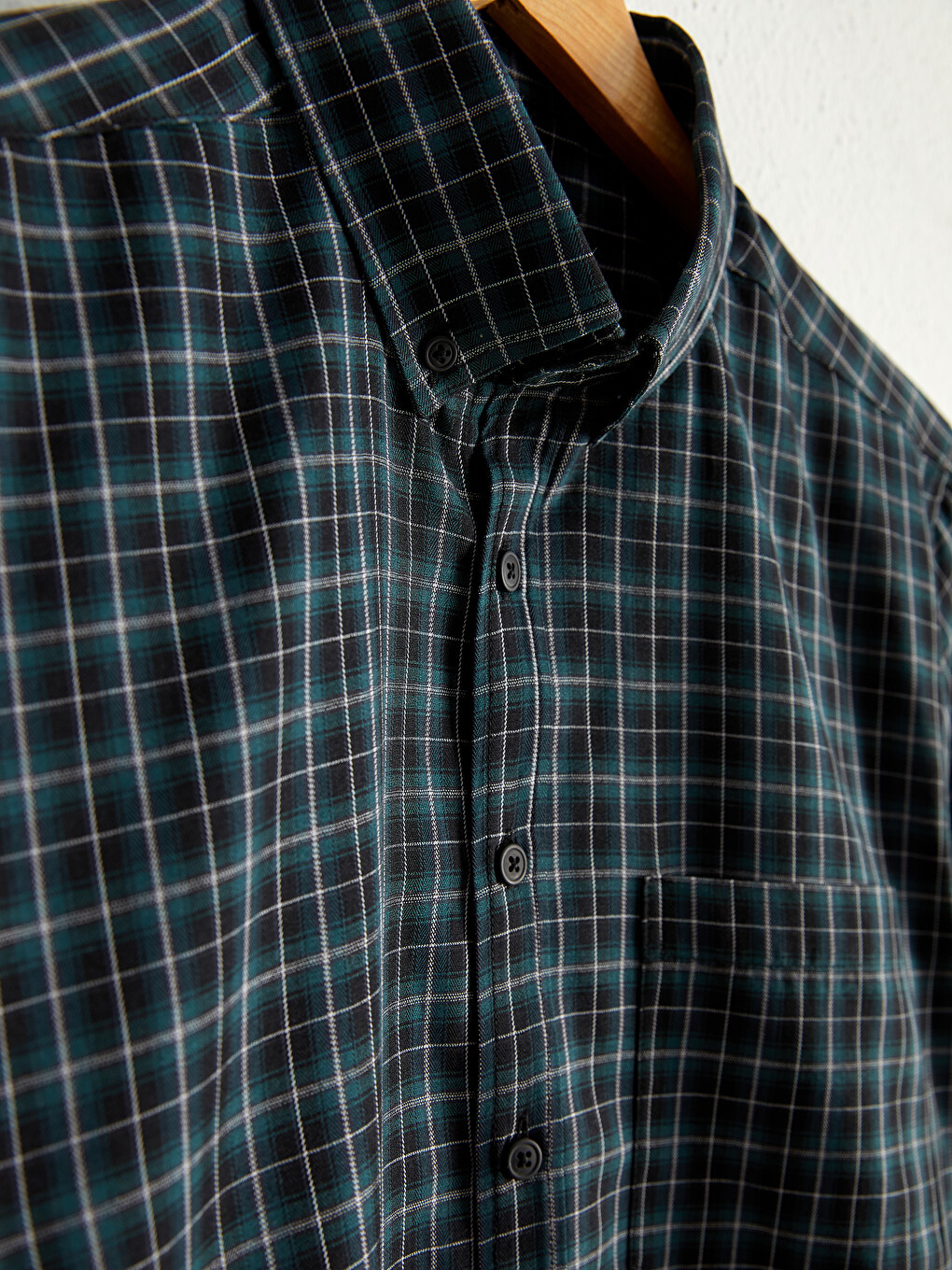 Regular Fit Long Sleeve Chequered Gabardine Shirt-1