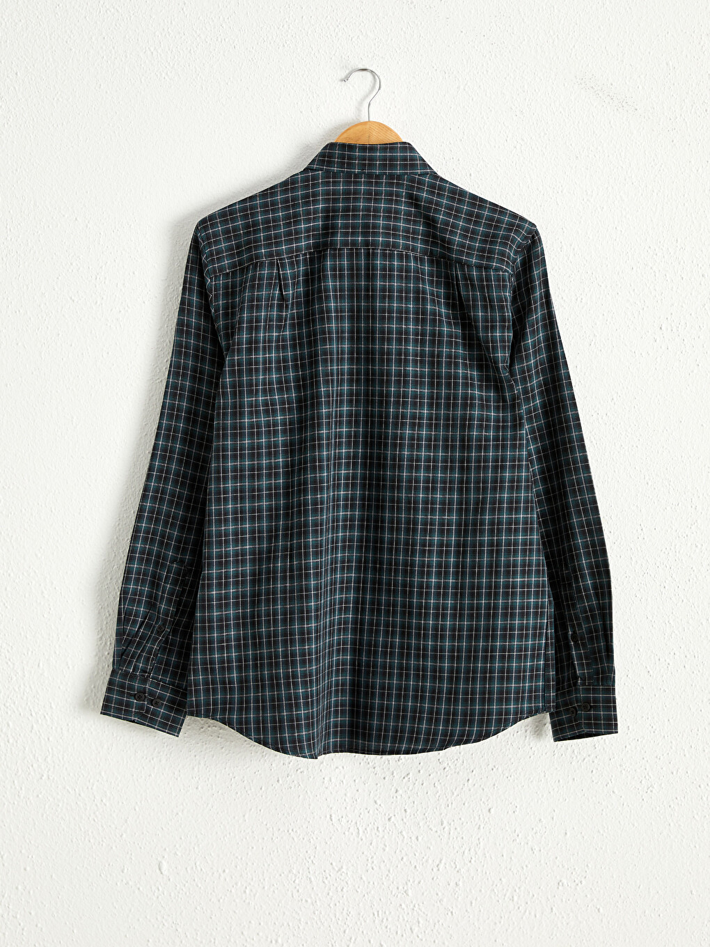 Regular Fit Long Sleeve Chequered Gabardine Shirt-2