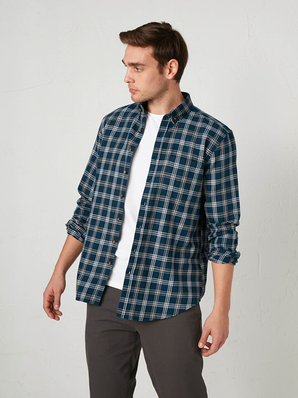 Chemise Gabardine Manches Longues Coupe Régulière