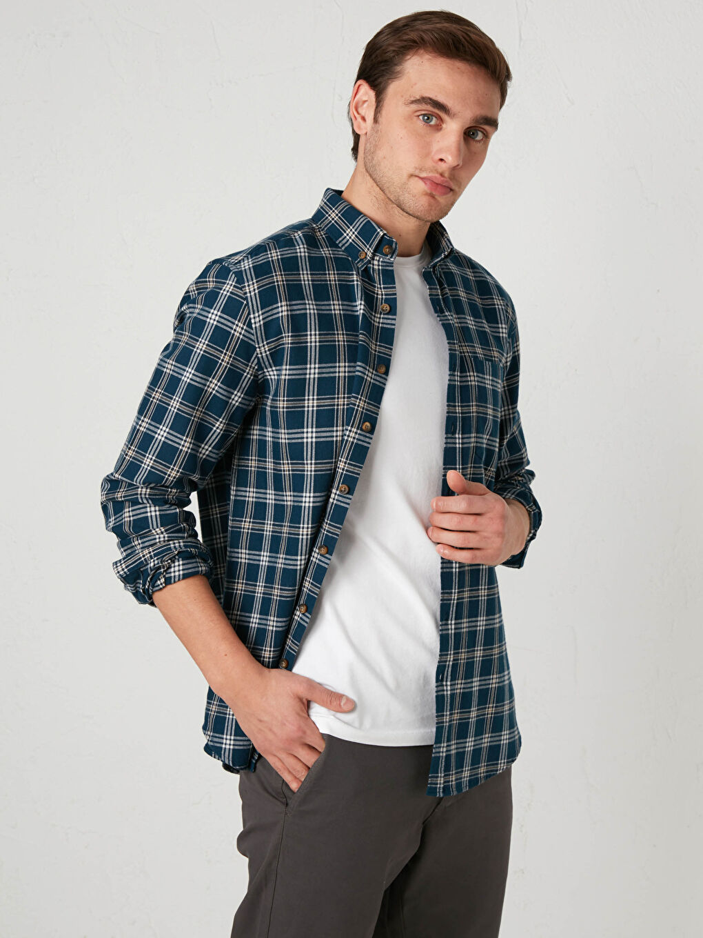 Chemise Gabardine Manches Longues Coupe Régulière-1