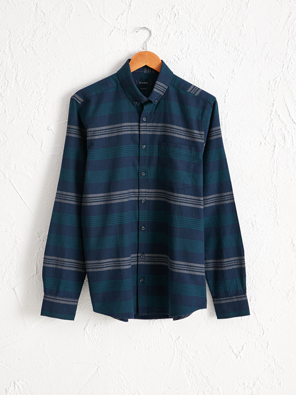 Slim Fit Long Sleeve Chequered Gabardine Shirt