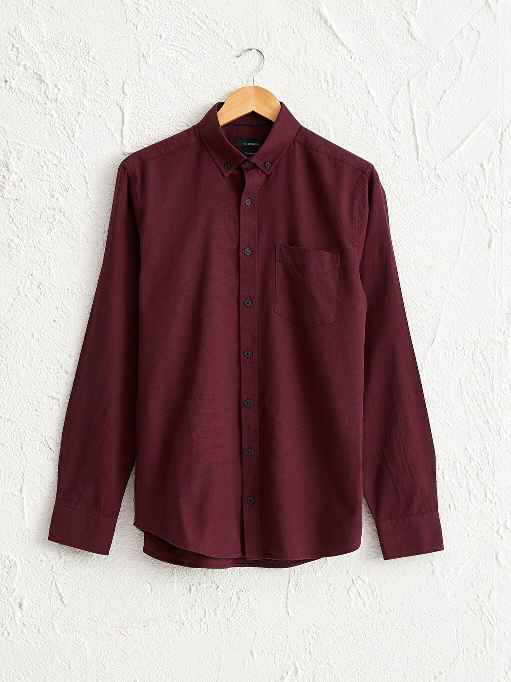 Bordo Regular Fit Uzun Kollu Gabardin Gömlek