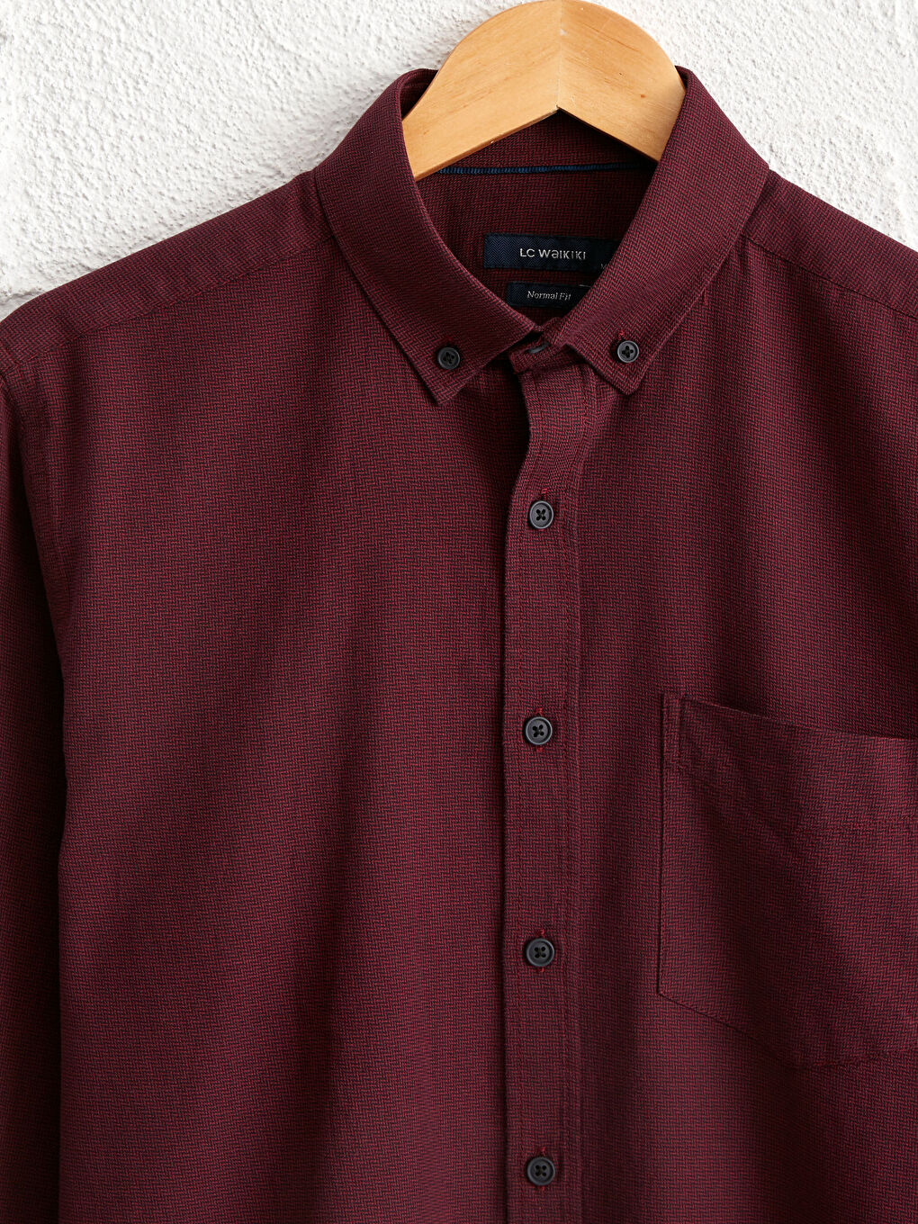 Bordo Regular Fit Uzun Kollu Gabardin Gömlek-5