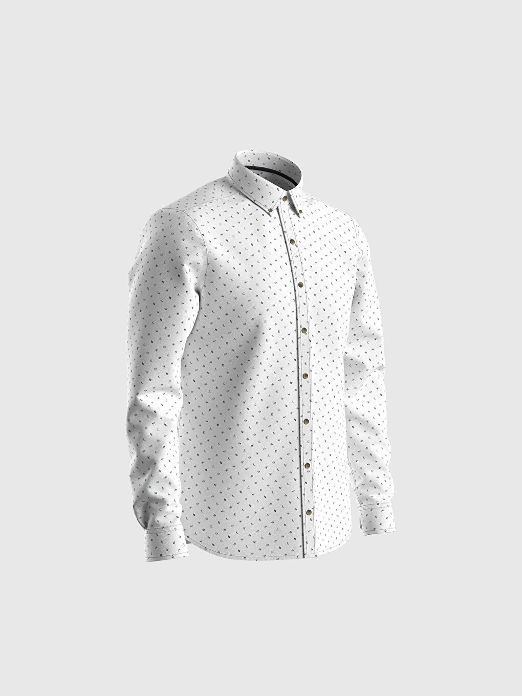 Beyaz Slim Fit Uzun Kollu Gabardin Gömlek-2