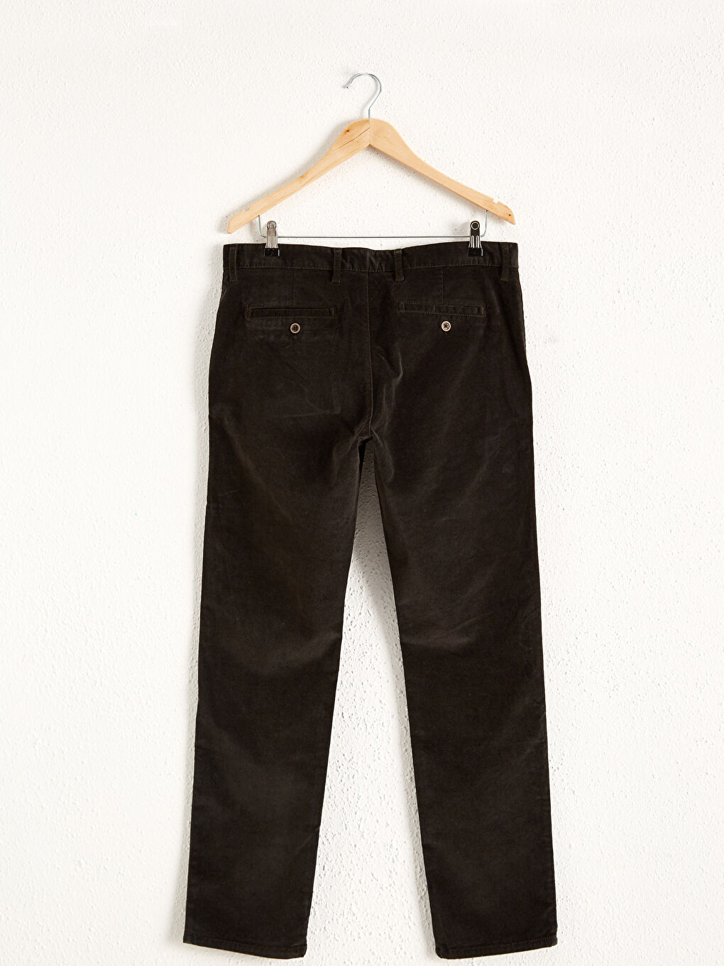 Haki Standart Kalıp Kadife Pantolon-1