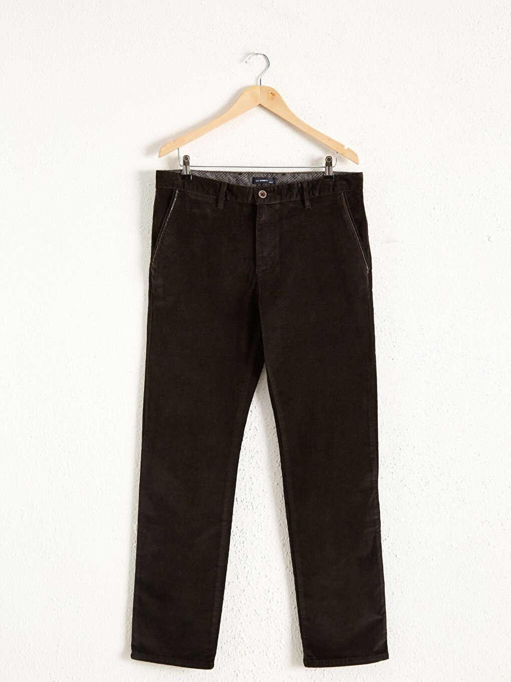 Haki Standart Kalıp Kadife Pantolon