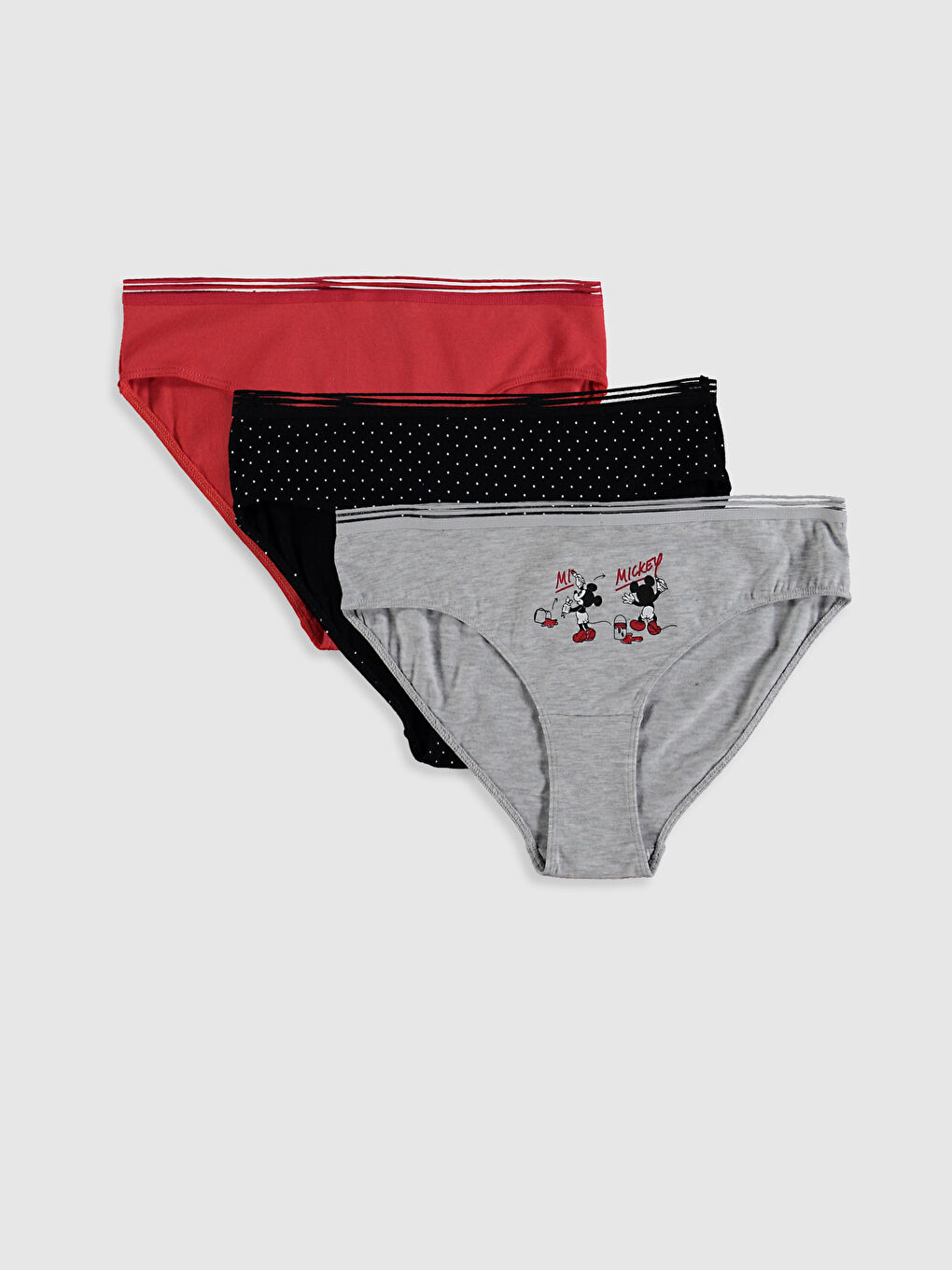 Gri Mickey Mouse Baskılı Klasik Külot 3'lü