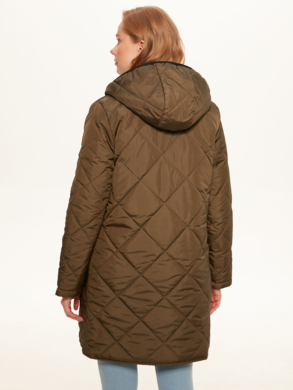 Длинный пуховик с капюшоном-4