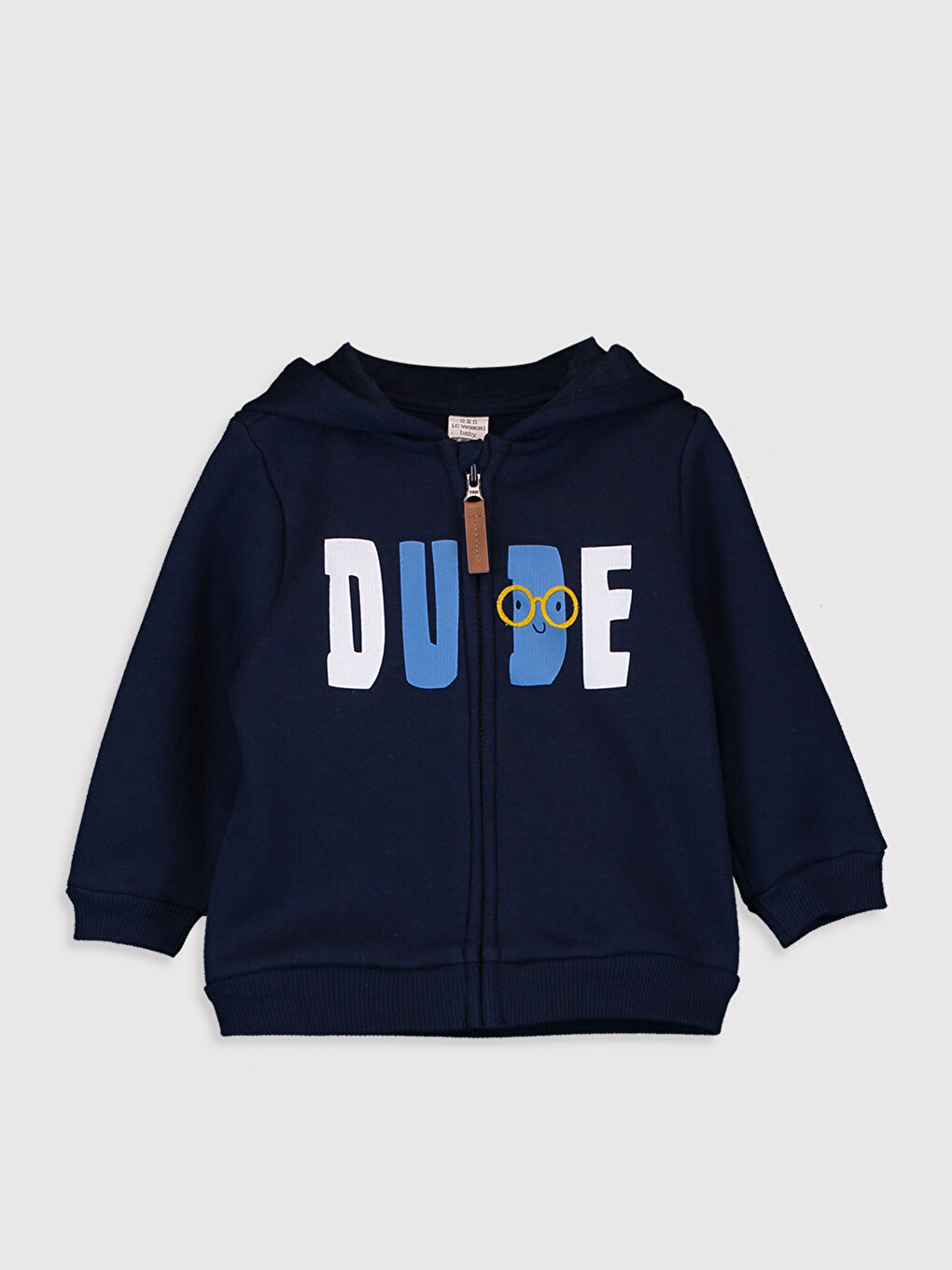 Lacivert Kapüşonlu Uzun Kollu Erkek Bebek Fermuarlı Sweatshirt