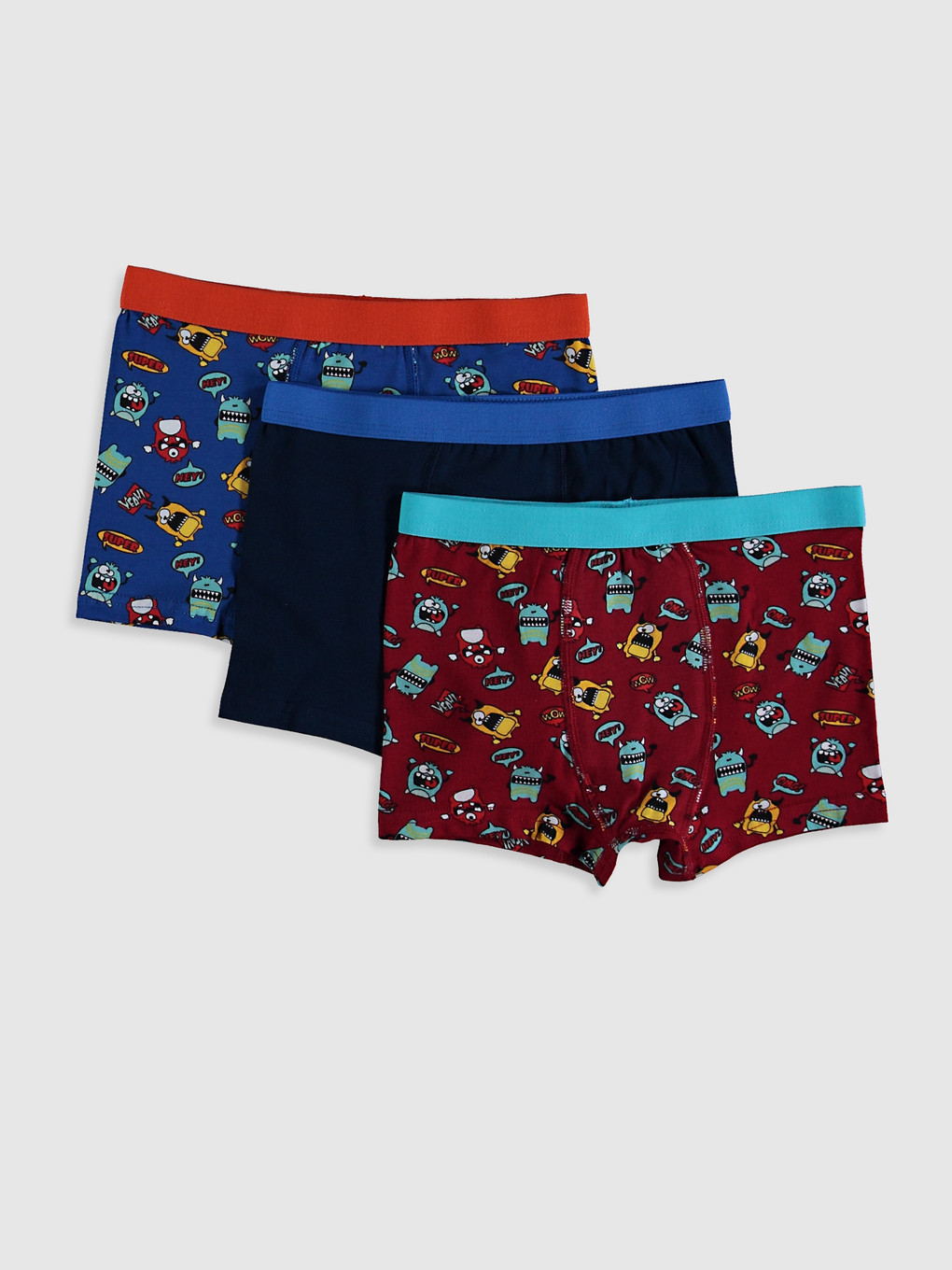 Lacivert Erkek Çocuk Pamuklu Boxer 3'lü