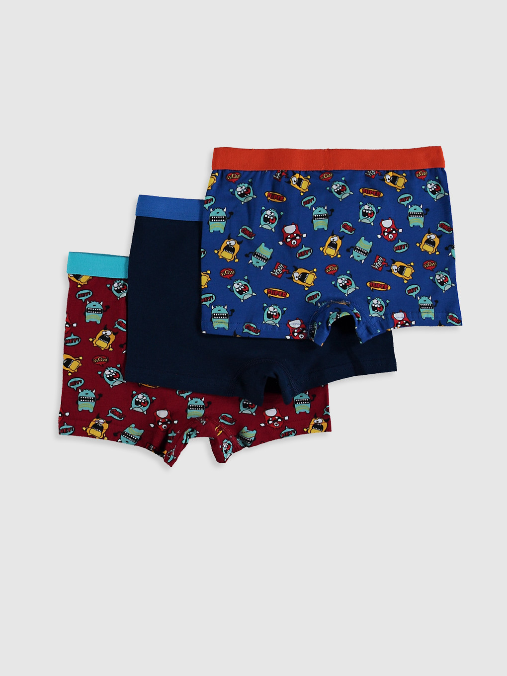 Lacivert Erkek Çocuk Pamuklu Boxer 3'lü-1