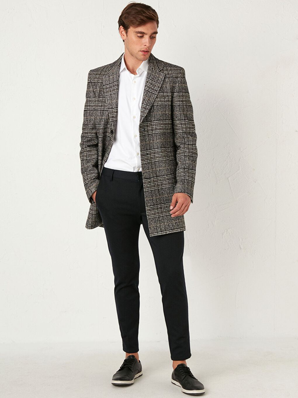 Schmal Geschnittener Schwerer Cabanmantel-11