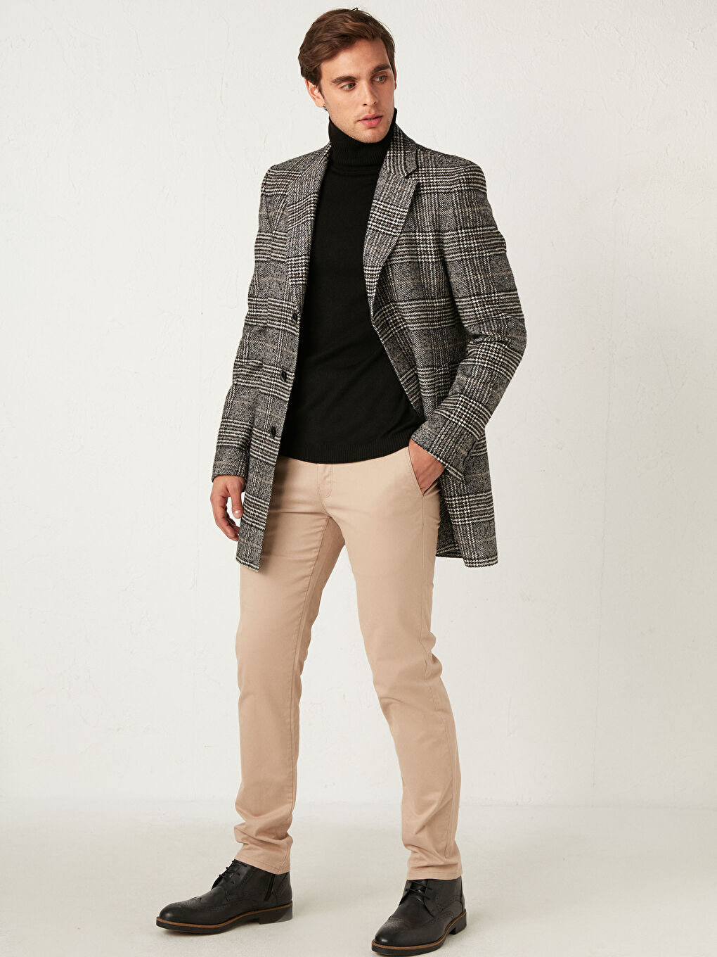 Schmal Geschnittener Schwerer Cabanmantel-6