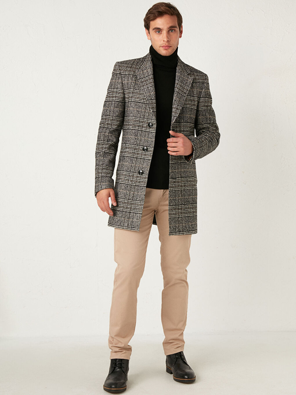 Schmal Geschnittener Schwerer Cabanmantel-7