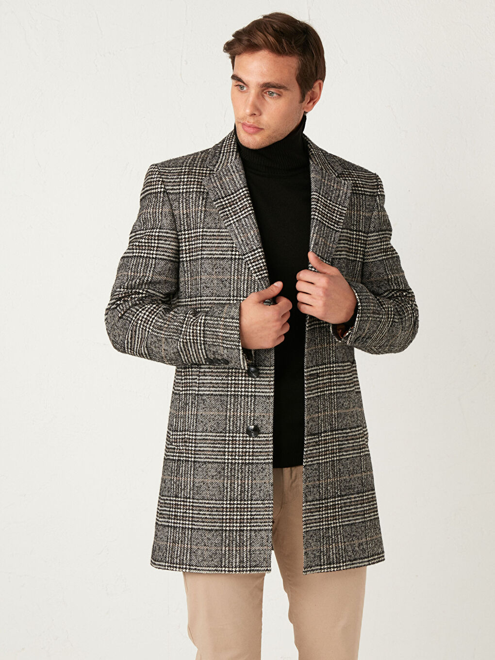 Schmal Geschnittener Schwerer Cabanmantel-1