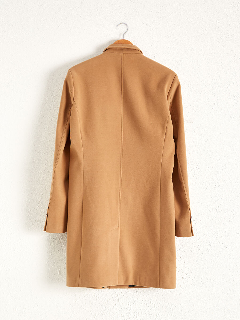 Bej Slim Fit Kalın Kaşe Kaban-6