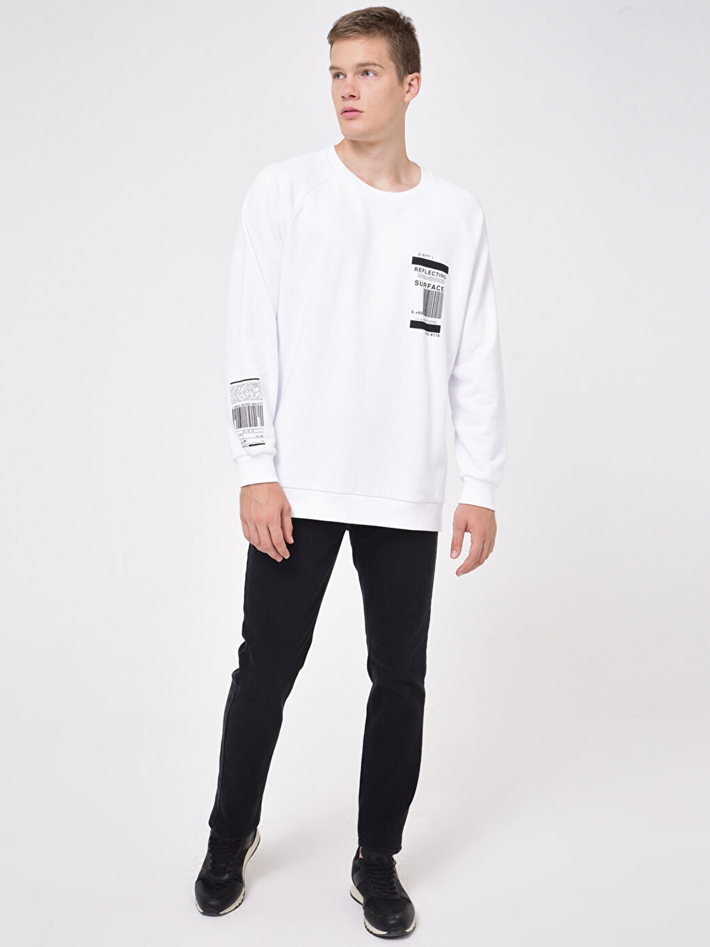 Оверсайз Свитшот с Круглым Вырезом, Длинным Рукавом и Принтом для Мужчин, Толстый-4