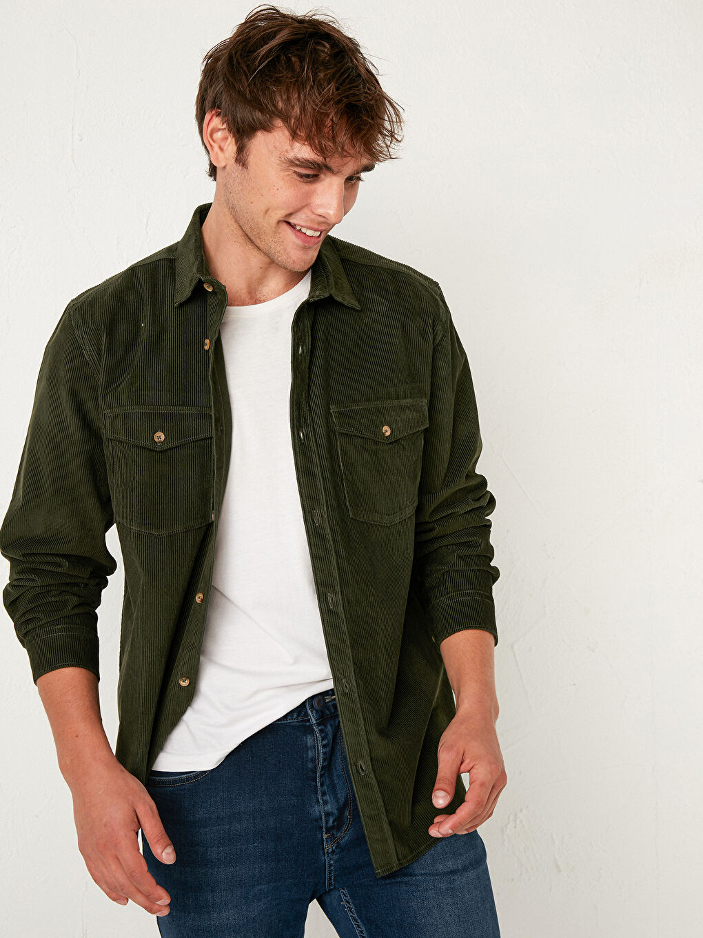 Regular Fit Long Sleeve Velvet Shirt