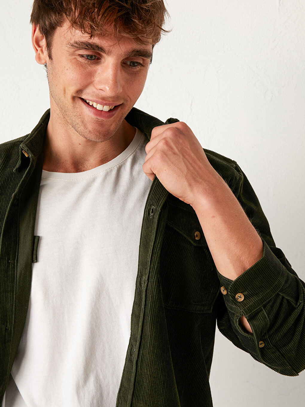 Regular Fit Long Sleeve Velvet Shirt-1