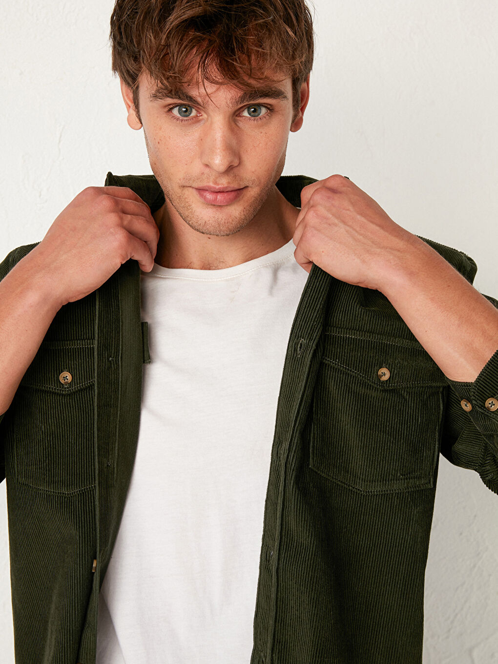 Regular Fit Long Sleeve Velvet Shirt-2