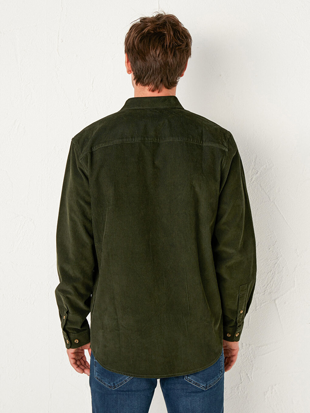 Regular Fit Long Sleeve Velvet Shirt-3