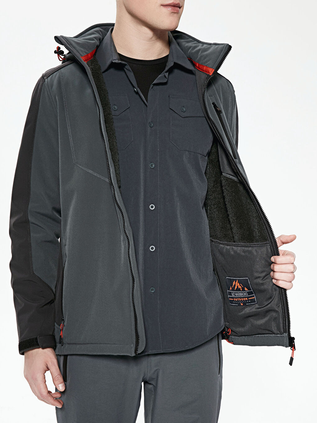 Coupe-vent à Capuche pour Hommes avec Col Cheminée-2