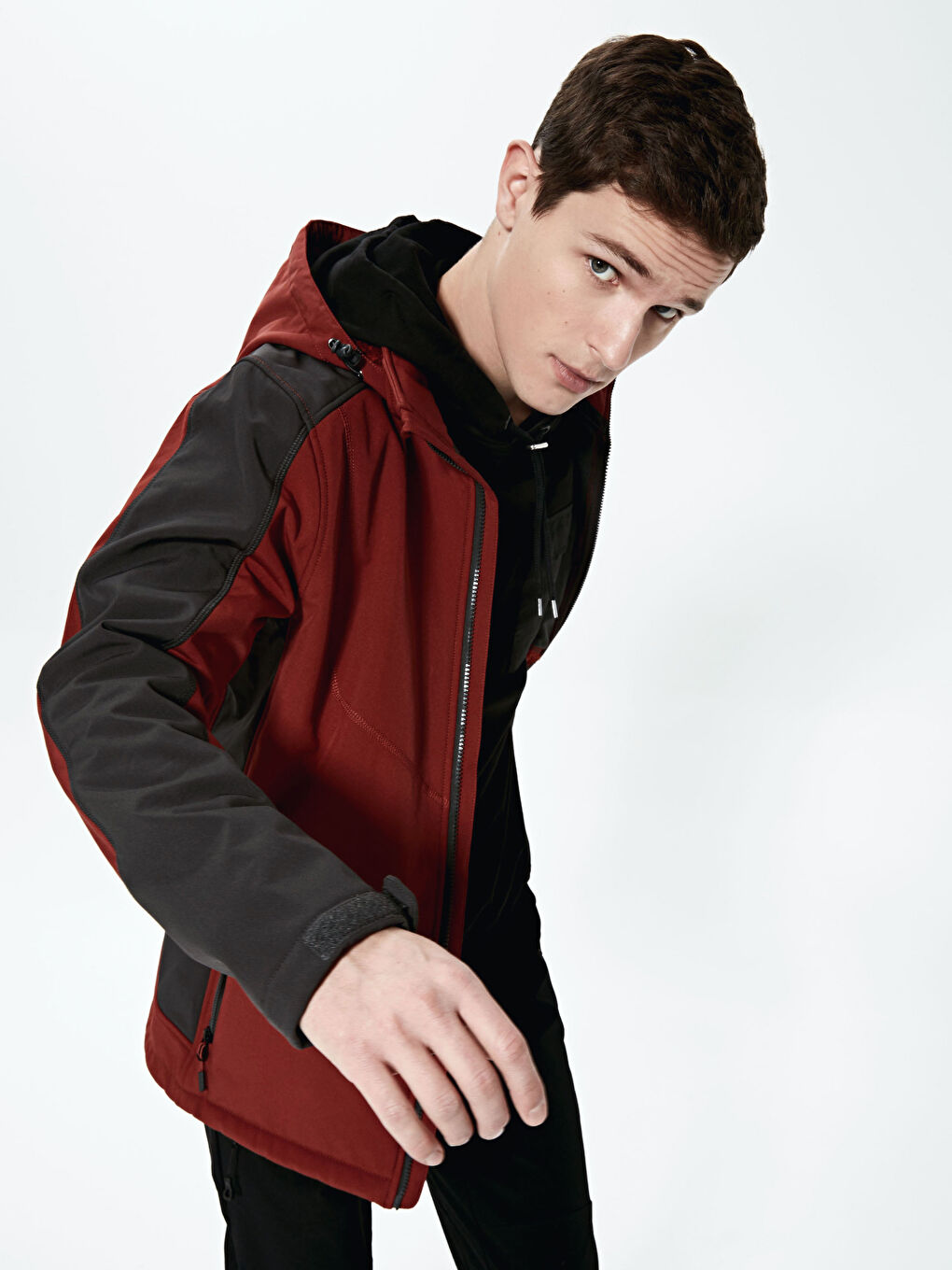 Standing Collar Hooded Men's Windbreaker-1