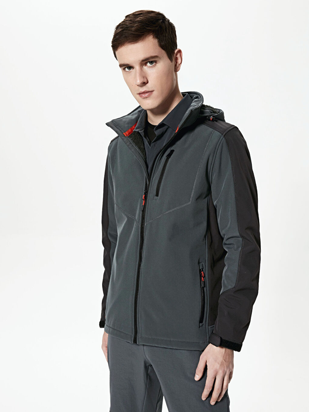 Coupe-vent à Capuche pour Hommes avec Col Cheminée-5