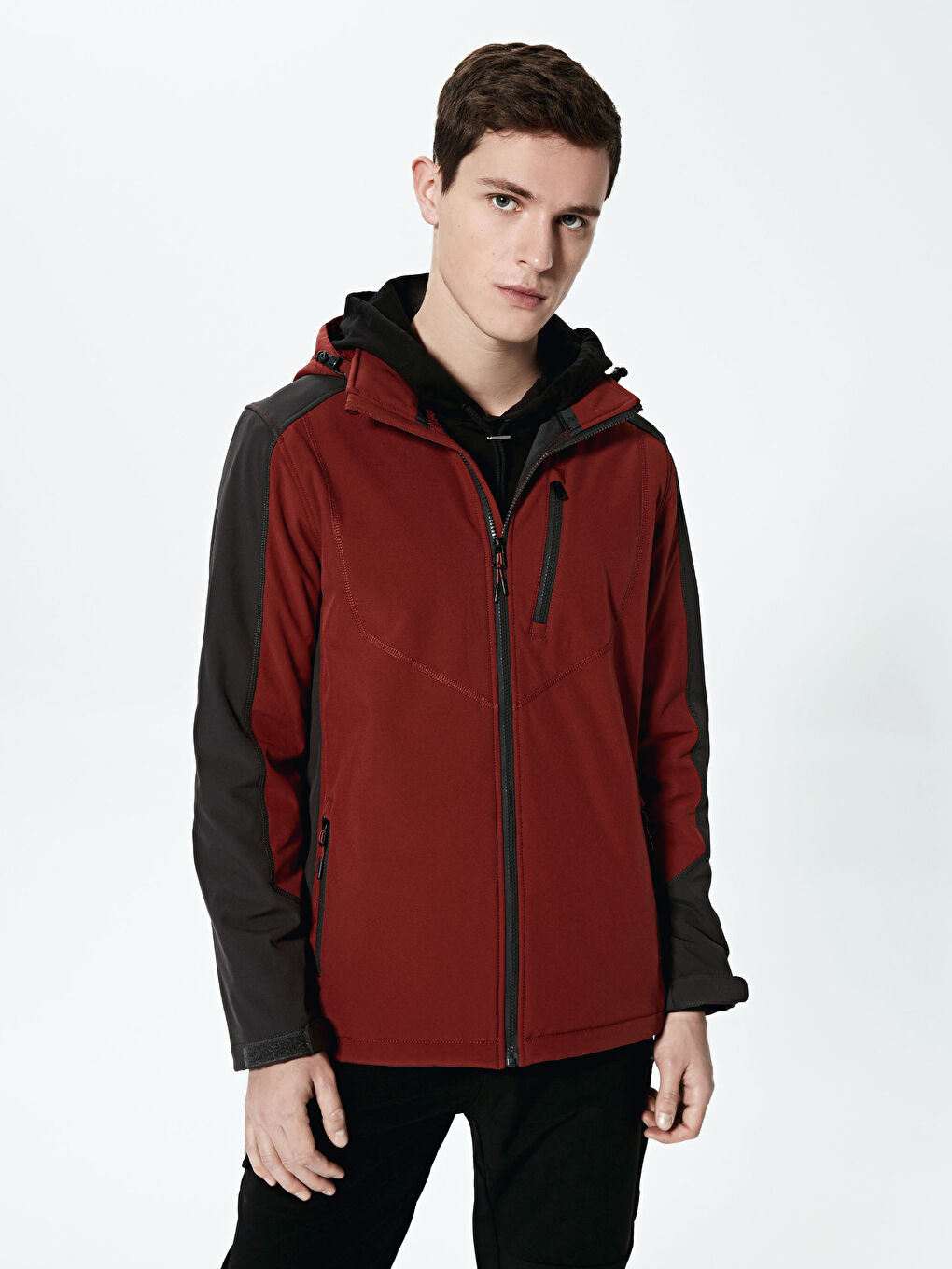 Standing Collar Hooded Men's Windbreaker-2