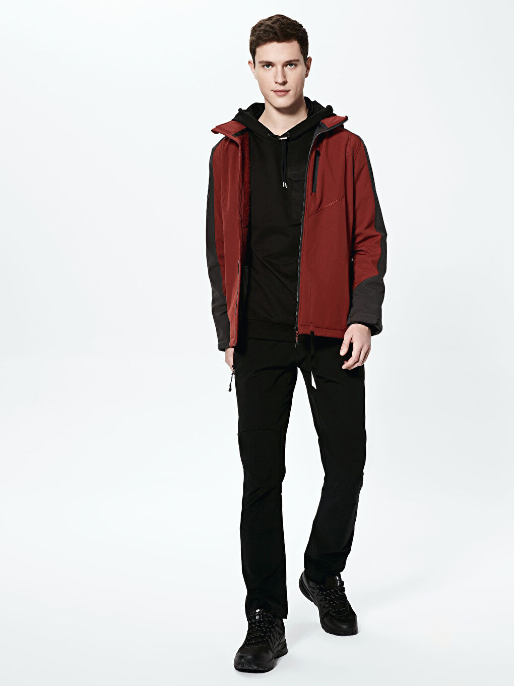 Standing Collar Hooded Men's Windbreaker-3