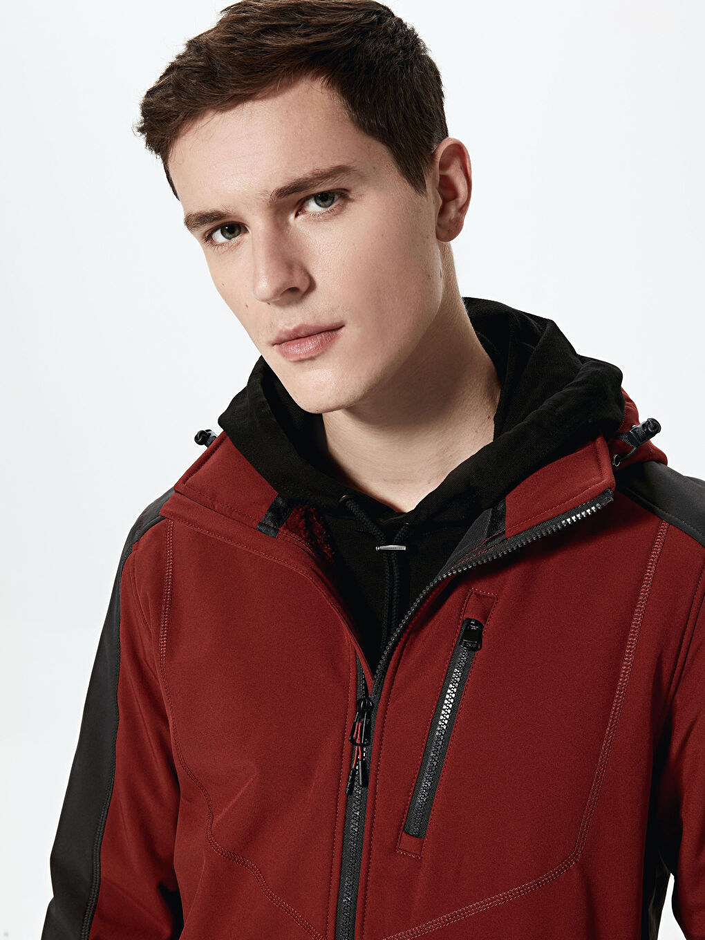Standing Collar Hooded Men's Windbreaker-4