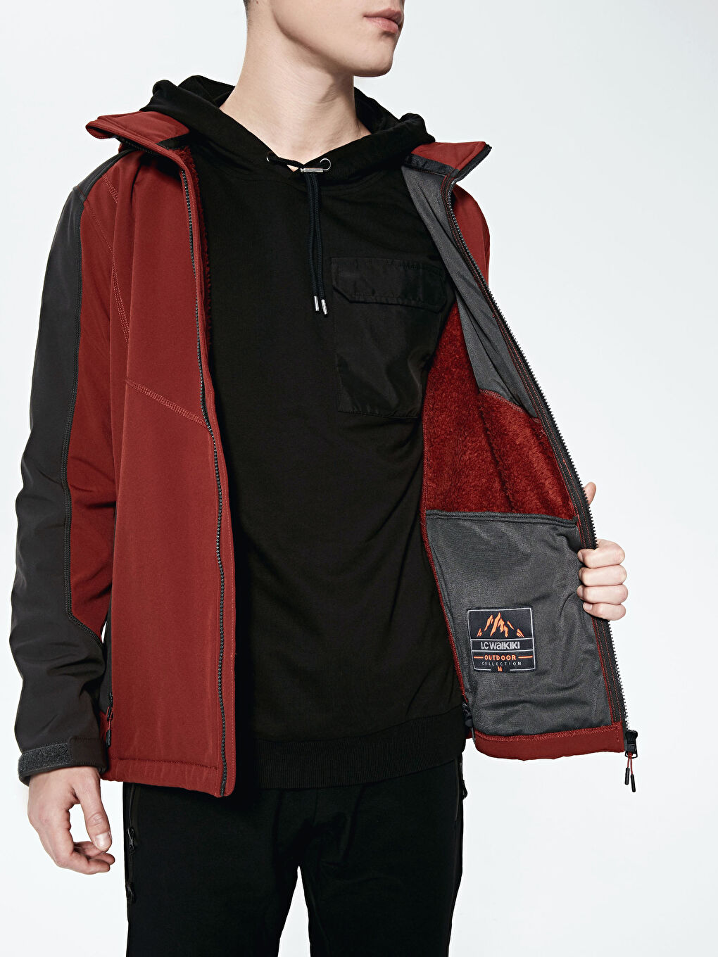 Standing Collar Hooded Men's Windbreaker-5