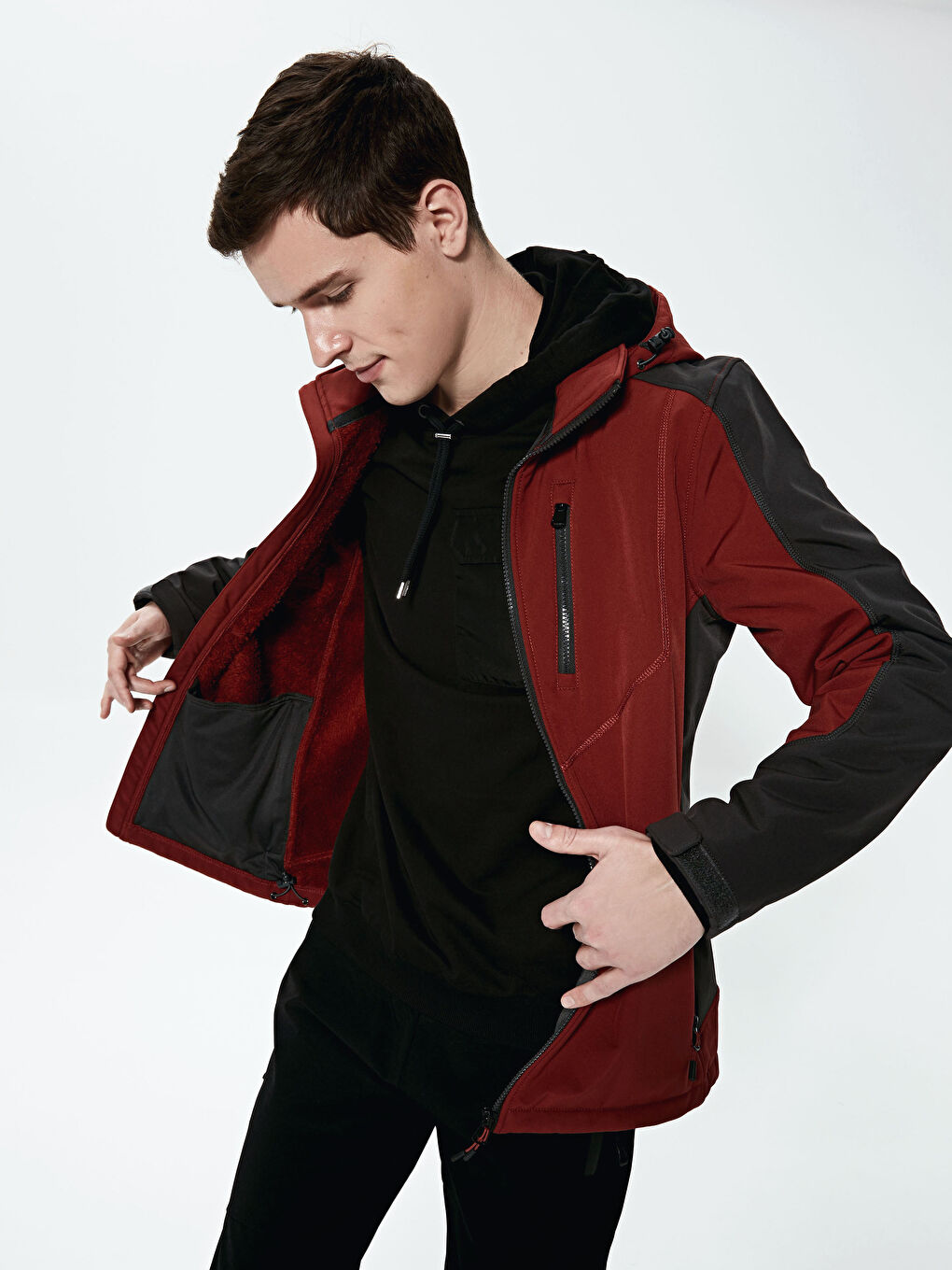 Standing Collar Hooded Men's Windbreaker