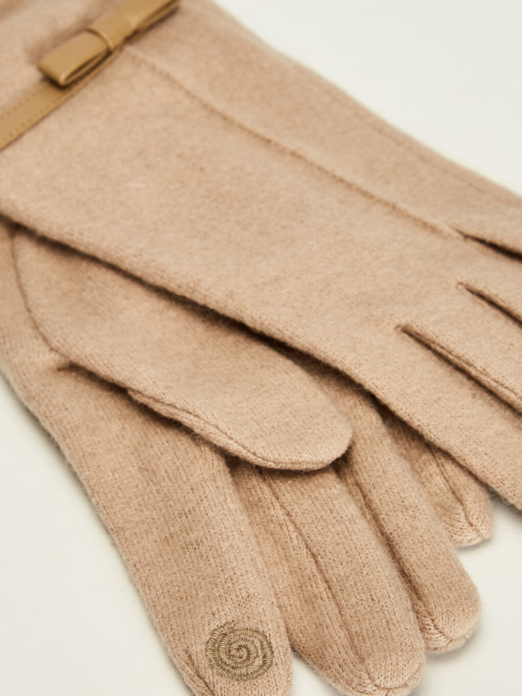 Bej Kaşe Dokunmatik Detaylı Eldiven-2