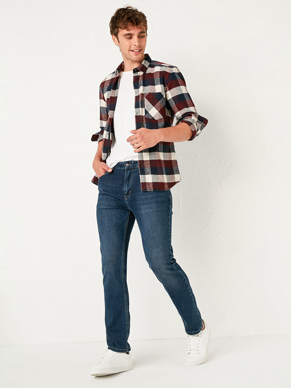XSIDE Extra Slim Fit Long Sleeve Plaid Men's Lumberjack Shirt -0W5690Z8-LLH