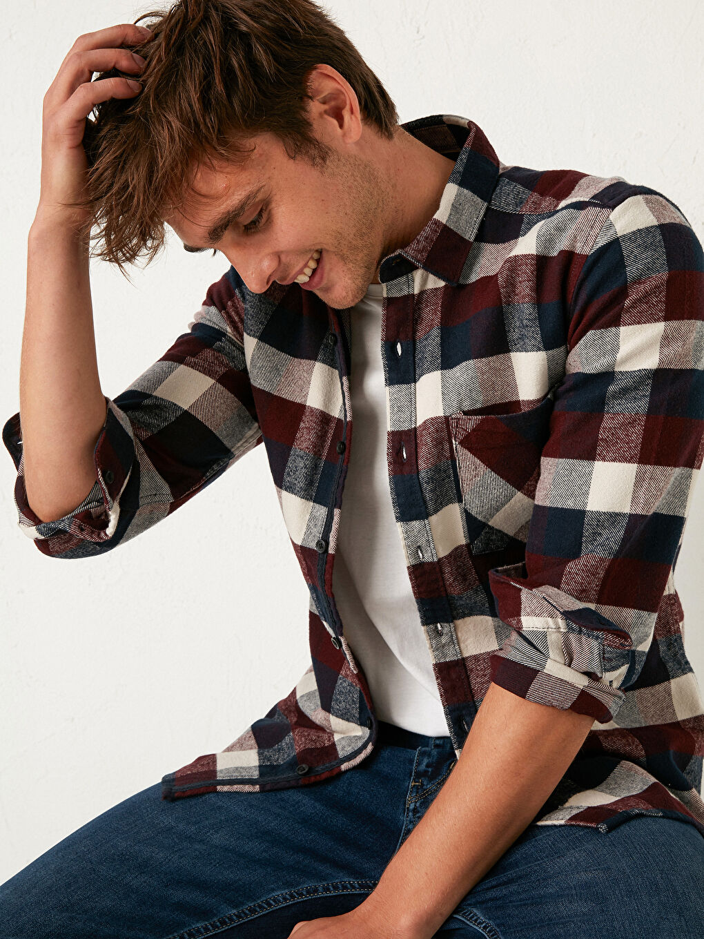 XSIDE Extra Slim Fit Long Sleeve Plaid Men's Lumberjack Shirt -0W5690Z8-LLH