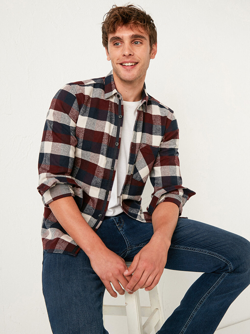 XSIDE Extra Slim Fit Long Sleeve Plaid Men's Lumberjack Shirt -0W5690Z8-LLH
