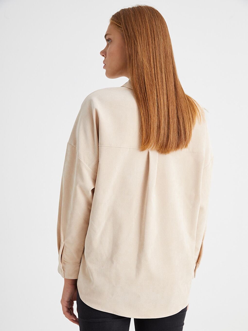 Shirt Collar Long Sleeve Velvet Women Pocket Velvet Shirt-4