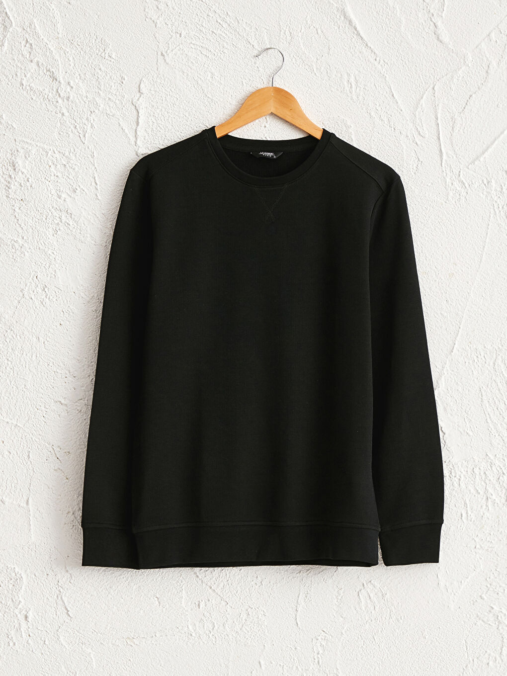 Siyah Rahat Kalıp Bisiklet Yaka Basic Sweatshirt
